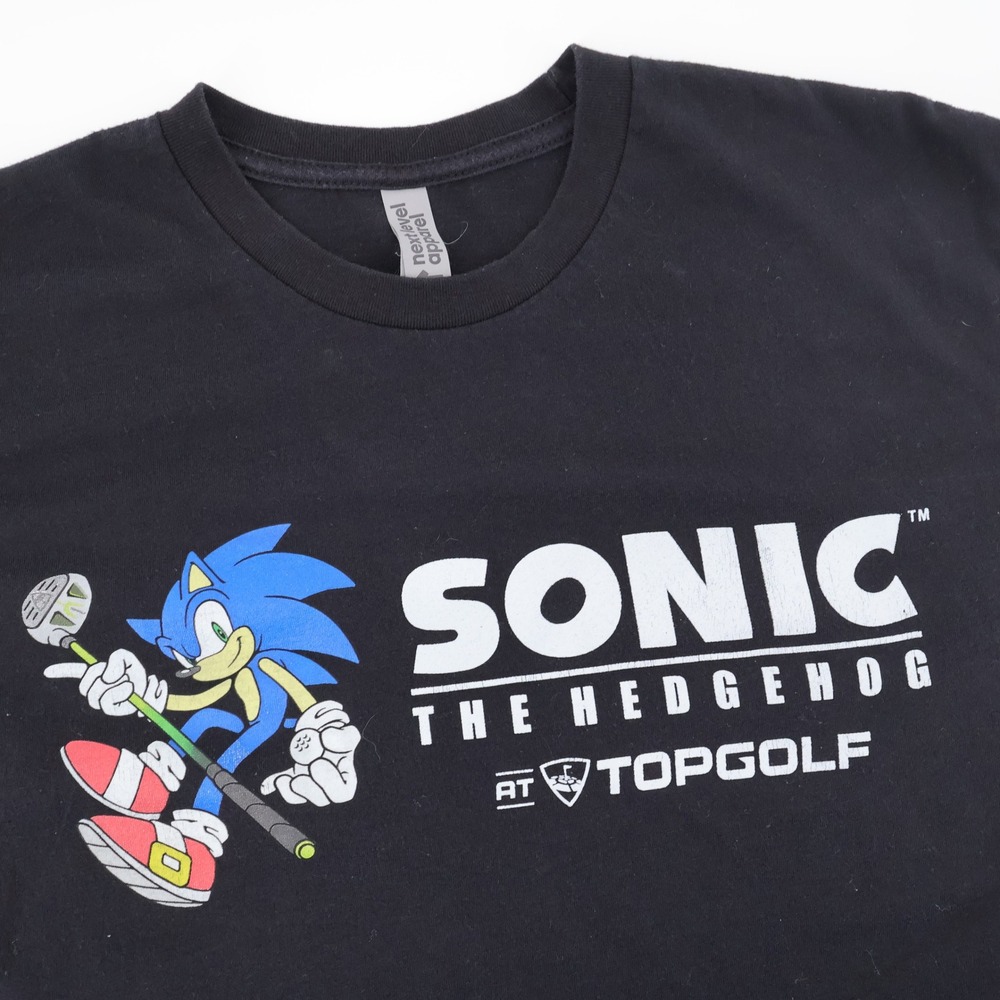 TopGolf Sonic The Hedgehog Topgolf T-Shirt Black Short Sleeve Mens Small